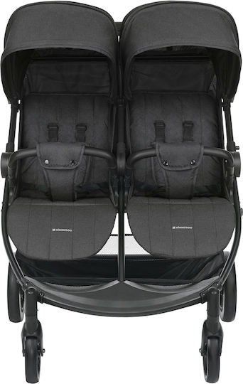 Kikka Boo Happy 2 Verstellbar Doppelter Kinderwagen Geeignet für Neugeborene Schwarz
