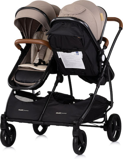 Chipolino Duo Smart Adjustable Double Stroller Suitable for Newborn Beige 8.7kg