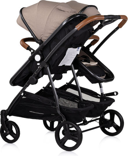 Chipolino Duo Smart Adjustable Double Stroller Suitable for Newborn Beige 8.7kg