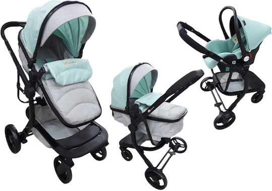 Beboulino Aveiro Бебешка количка 3 в 1 Grey Mint