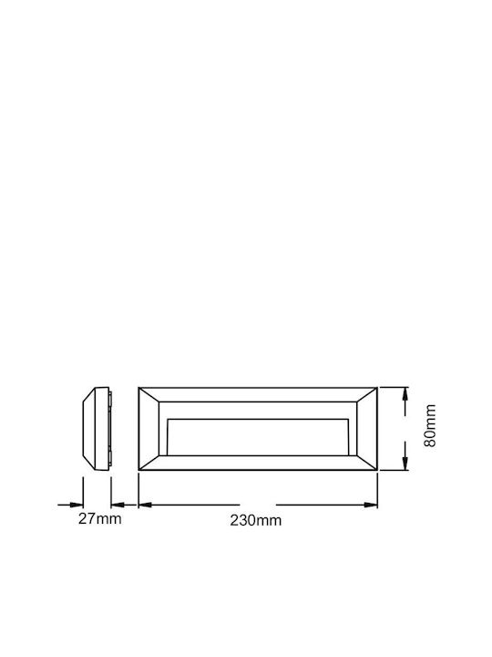 Aca SLIM32 Wall-Mounted Outdoor LED Ceiling Lamp IP65 2W with Warm White Light 23x8x2.7cm