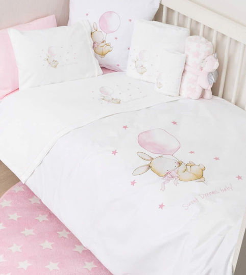 Borea Baby Duvet Cover Sweet Dreams Λευκή Ροζ 110x140cm