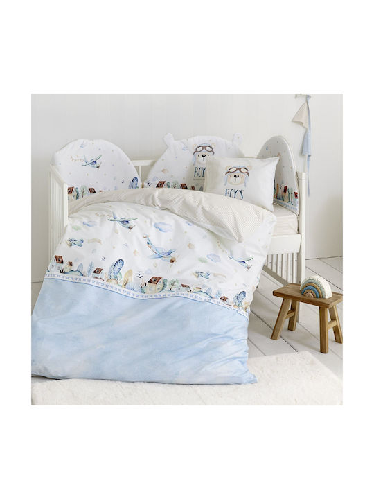 Nima Baby Duvet Cover Set With Pillowcase Boy's World Blue 110x145cm
