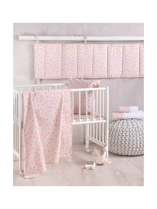 Rythmos Set Copertă de Pătuț cu Față de Pernă Tiny Heart Somon 110x160cm.