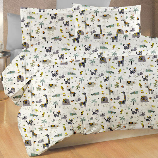 Dimcol Бебешка Долна Калъфка Bebe White-Grey 120x160см.