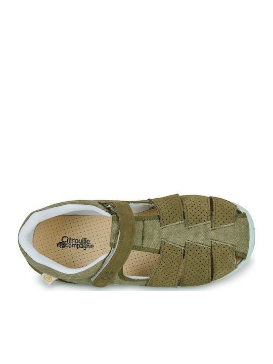 Citrouille Et Compagnie Kindersandalen Grün mit Bügel- und Schleifenverschluss
