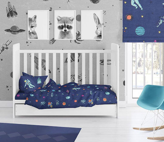 Dimcol Baby Bettbezug Space 189 Blau 120x160cm.