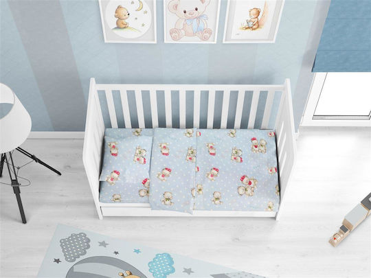 Dimcol Βρεφική Παπλωματοθήκη Two Lovely Bears 64 Blue 120x160εκ.