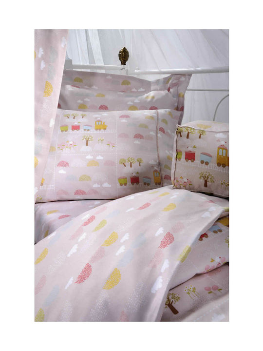 Down Town Home Baby Bettbezug Set mit Kissenbezug Rosa 105x150cm.