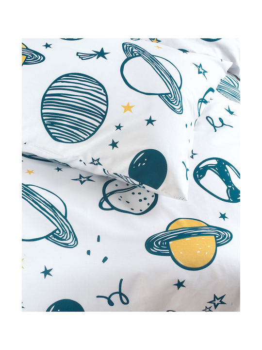 Rythmos Baby Duvet Cover Set With Pillowcase Saturn White 110x160cm