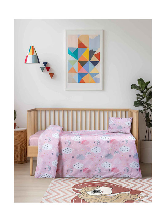 Madi Baby Bettbezug Set mit Kissenbezug Rosa 110x145cm.