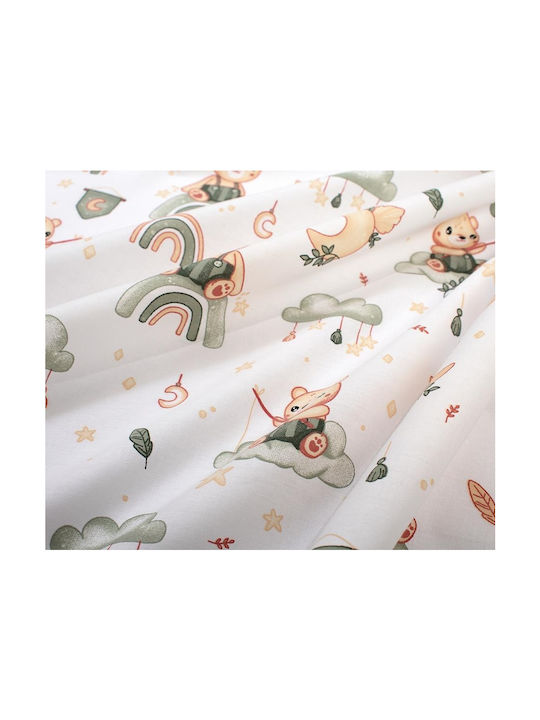 24home.gr Baby Duvet Cover Cloudy Bear White-Olive 120x160cm