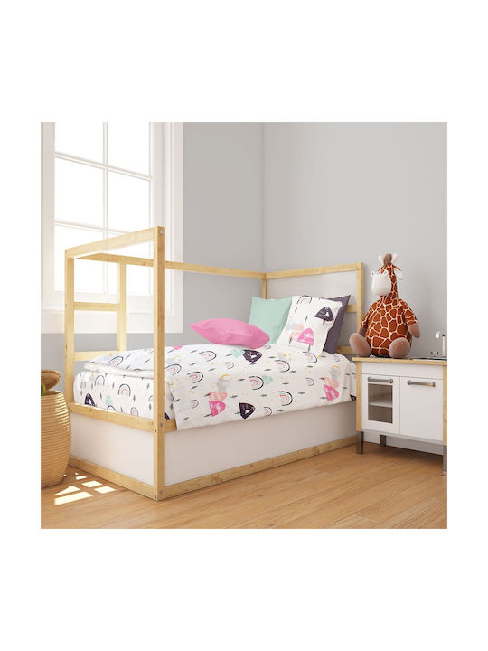 Dimcol Βρεφική Παπλωματοθήκη Bebe White-pink 120x160εκ.