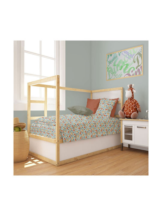 Dimcol Βρεφική Παπλωματοθήκη Bebe Pale Cyan 120x160εκ.