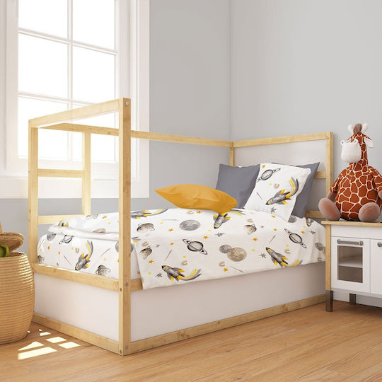 Dimcol Baby Duvet Cover Bebe Space White-grey 120x160cm