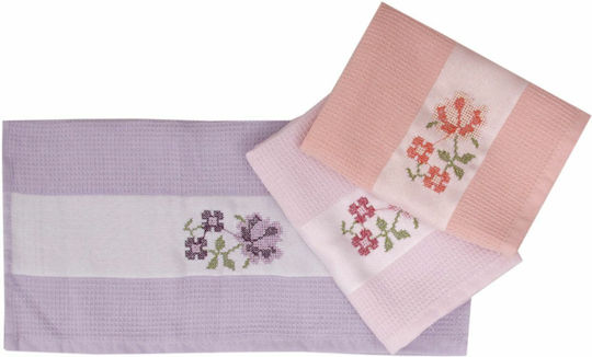 Viopros Laura Geschirrtuch aus 100% Baumwolle in Rosa Farbe 45x75cm