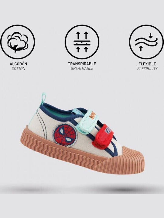 Cerda Παιδικά Sneakers Πάνινα Spiderman Μπεζ Μπλε Κόκκινο 22-27