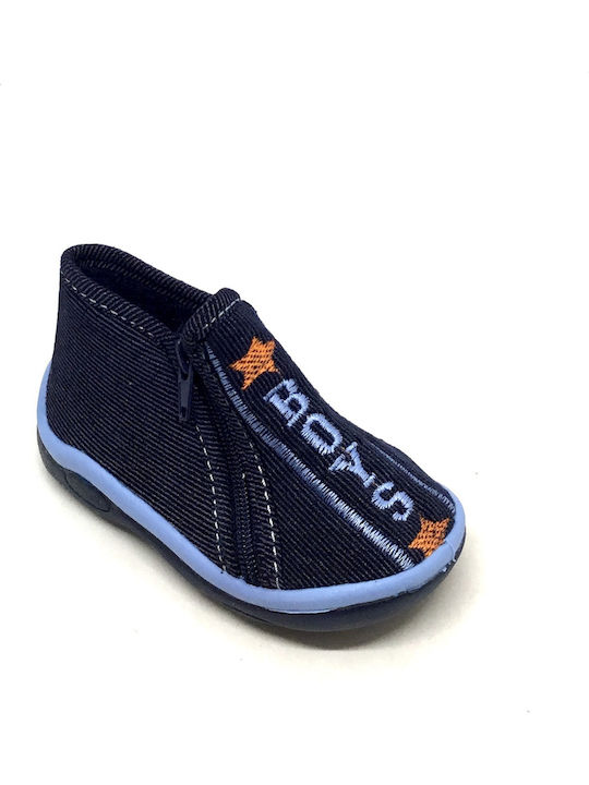 Kinderhausschuhe Knöchelstiefel Anatomisch Junge Comfy-b0194-Blau