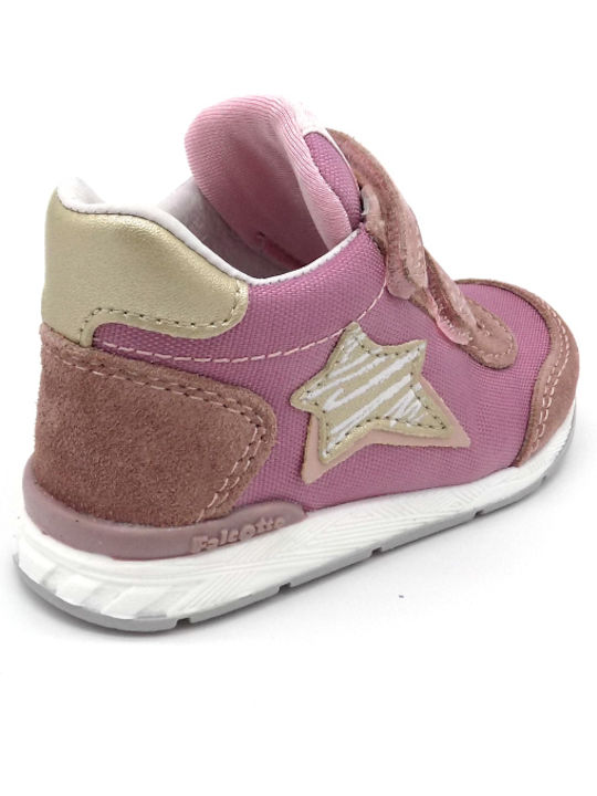 Falcotto Anatomical Suede Kids Boots with Velcro Pink