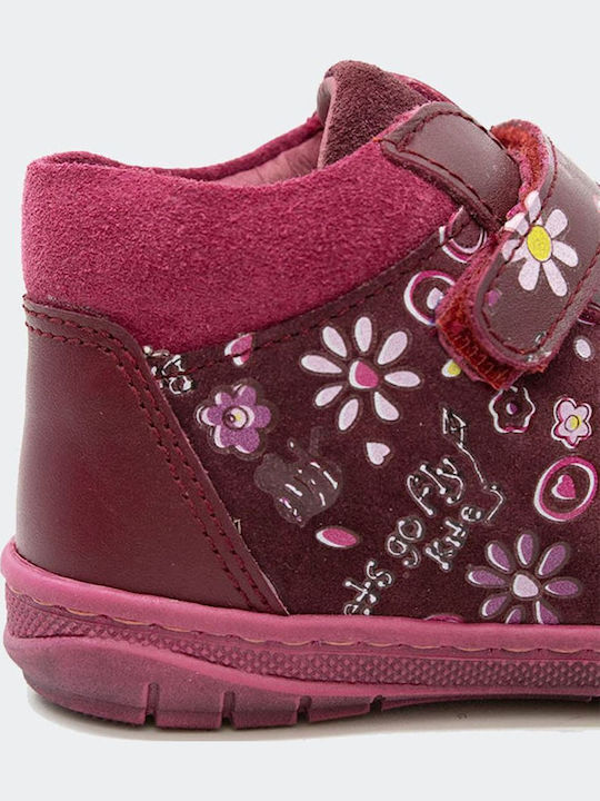 Anatomice Ghete Copii cu Velcro Burgundy 9504-BURGUNDY