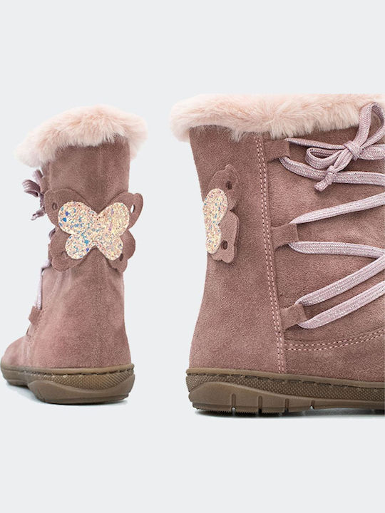 Anatomisch Suede Kinderstiefeletten mit Reißverschluss Rosa 12681|2010-1|1004-1|0000-0|