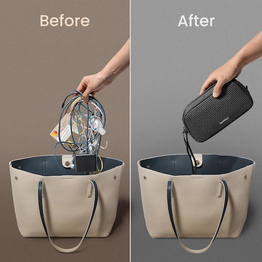 Husă Universală Tomtoc Light-t12 Pliculeț Accesorii Powerbank Smartphone Fermoar 1l Mică Neagră T12s1d2