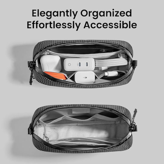 Husă Universală Tomtoc Light-t12 Pliculeț Accesorii Powerbank Smartphone Fermoar 1l Mică Neagră T12s1d2