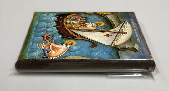 Set of 50 Pieces Saint Nicholas Saves in the Sea Risking Icon Paper Frame Krn No 00 Dimensions 6.5cm x 9.5cm Wooden MDF Christening Favor
