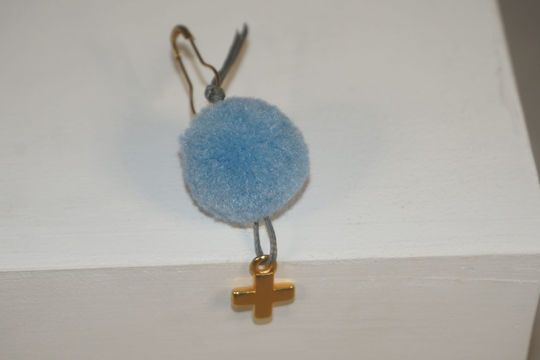 Christening Charm with Safety Pin Metal Light Blue 50 Pieces