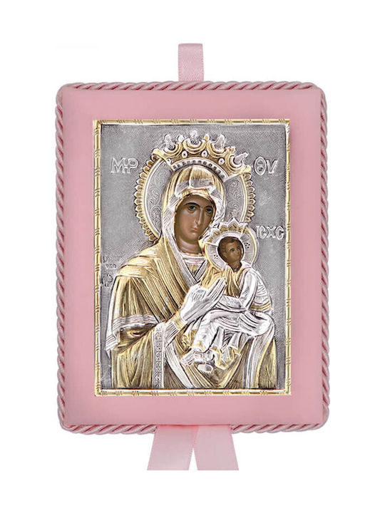 Silver Image Newborn Girl Virgin Mary Immaculate 14.5x11.5cm Local Gold Platings