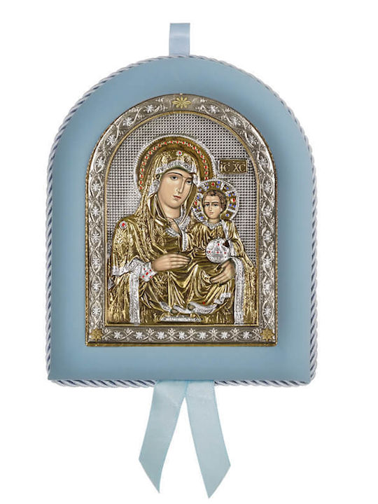 Silver Image Newborn Boy Virgin Mary Jerusalemite 17x14cm Local Gold Plating