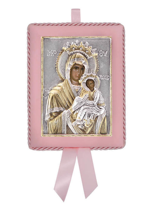 Silver Image Newborn Girl Virgin Mary Immaculate 14.5x11.5cm Local Gold Platings