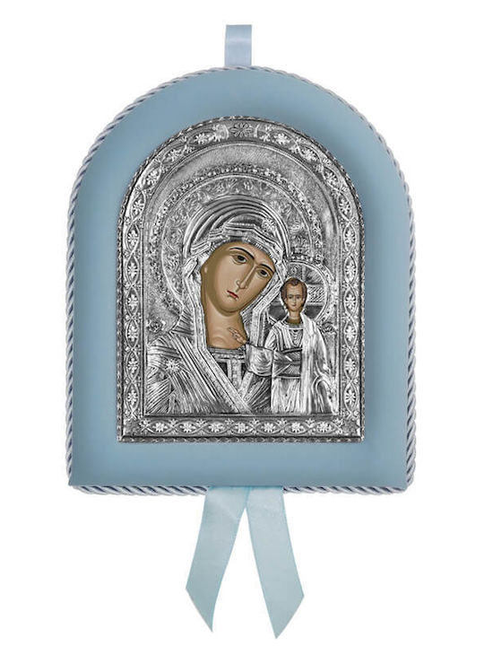 Silver Saint Icon Newborn Boy Virgin Mary Kazan Saint 17x14cm