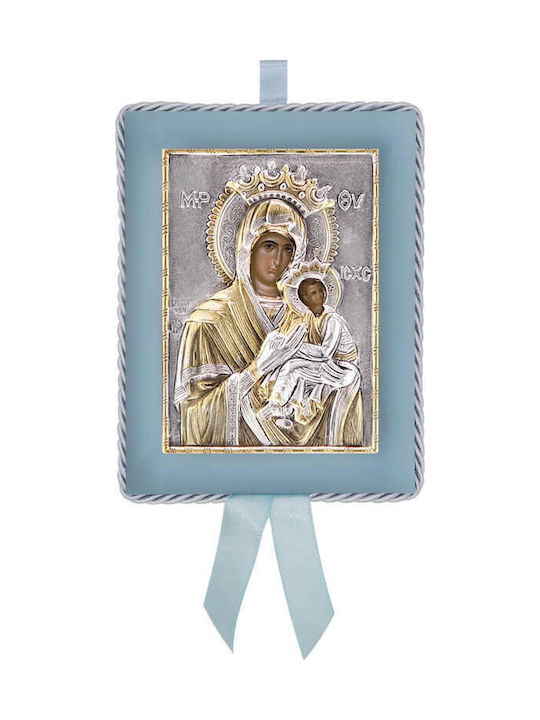 Silver Image Newborn Boy Virgin Mary Immaculate 14.5x11.5cm Local Gold Plating