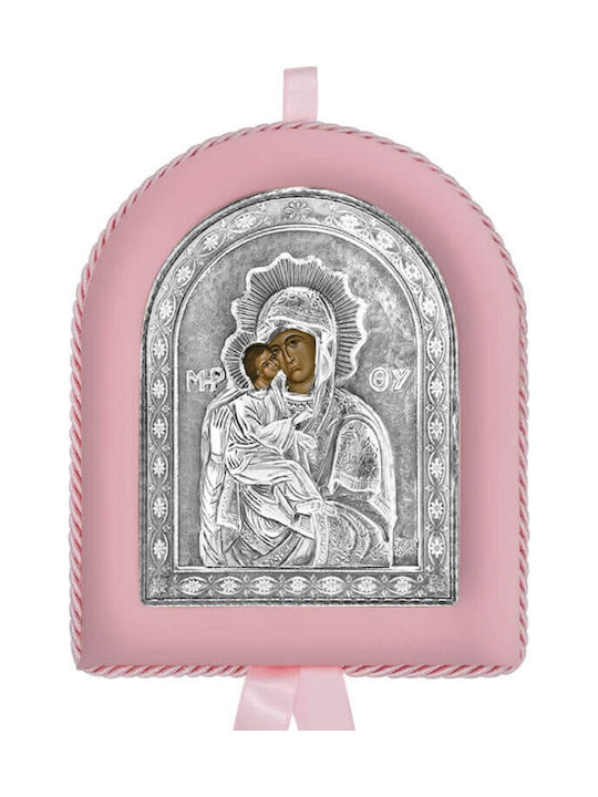 Silver Saint Icon Newborn Girl Virgin Mary Akathistou 17x14cm
