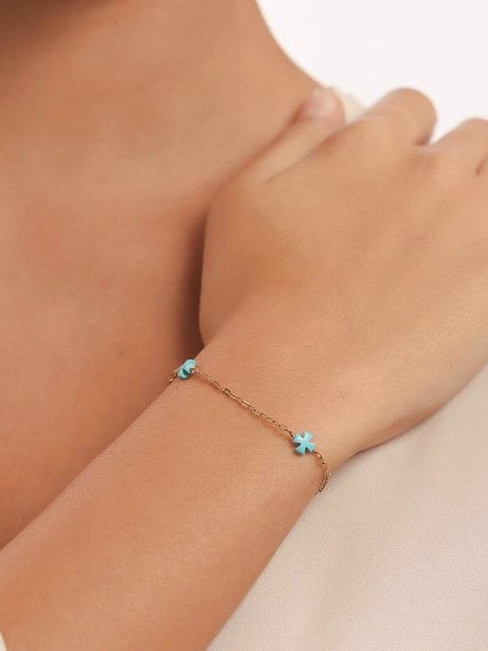 Eforo Kids Bracelet Chain K14 Crosses from Gold 14K with Σταυρό