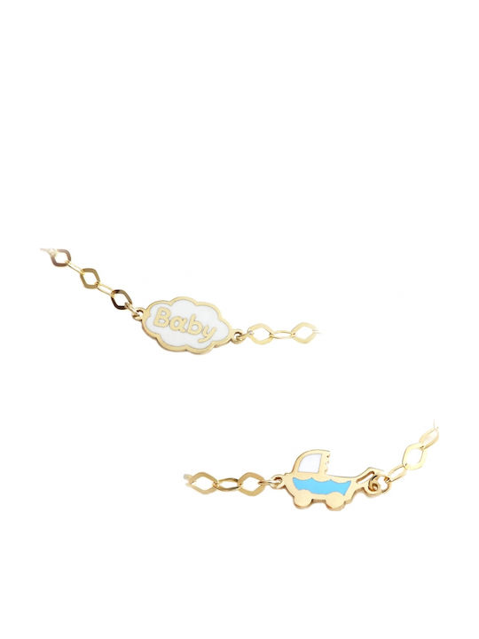 Polytimo Kids Bracelet Chain from Gold 14K with Evil Eye