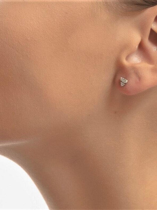 Stud White Gold Earrings 14K White Zircon Sk11200363