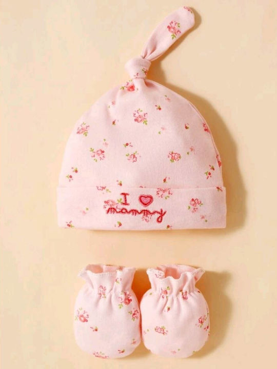 Set Für Neugeborene Weiches Turban Handschuhe 0-3 Monate Rosa