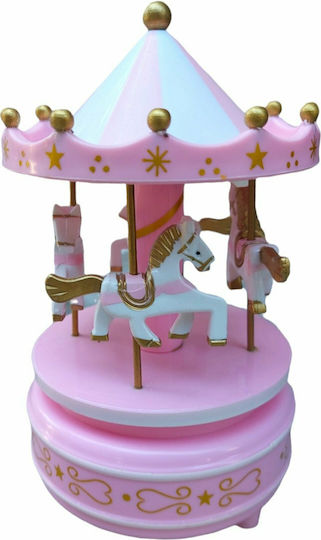 Carusel Roz Căluți Pvc Muzical Fairytale Durabil Pictat Manual 12x19cm