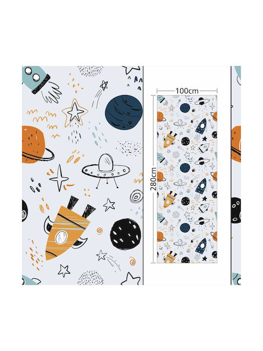 Embossed Wallpaper Planets Rockets Spaceships