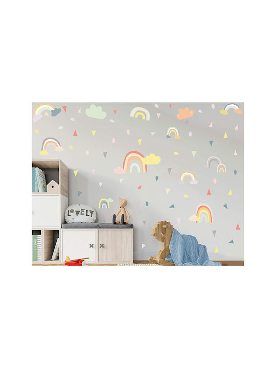 Παιδικό Αυτοκόλλητο Τοίχου Raindrops Rainbow 001596