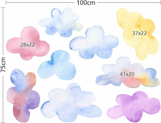 Kinder Wandsticker Bunte Wolken 100x75cm