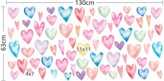 Стикери за детска стая Комплект Цветни сърца 130x63см Стикери за детска стая Комплект Цветни сърца 130x63см