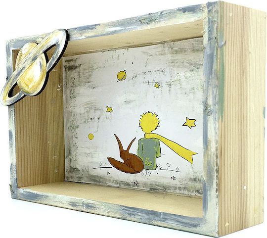 Handmade Wooden Framed Little Prince Fox Blue Kids Wall Art