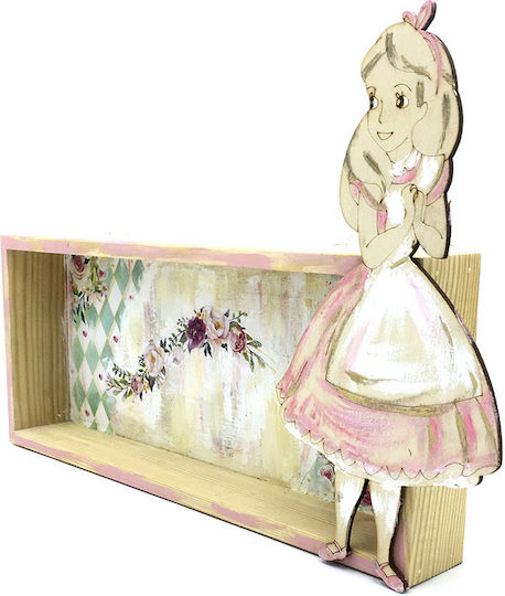Handmade Wooden Framed Alice in Wonderland Set 3 Pink Kids Wall Art