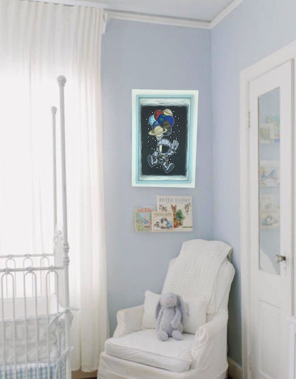 Handmade Wooden Framed Space Astronaut Kids Wall Art