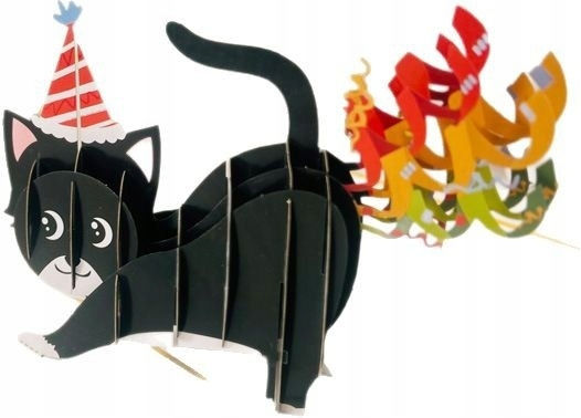 3d Birthday Card Cat Confetti Colorful Unique Fun Birthday