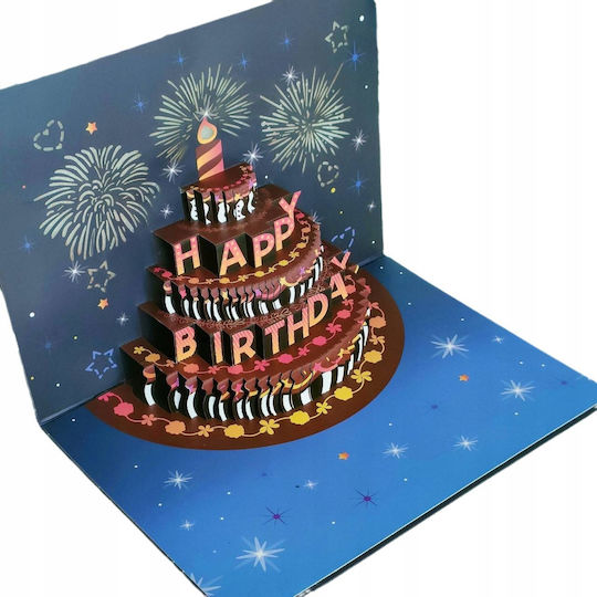 Geburtstagskarte mit Musik Spielmelodie Licht Kuchen LED-Kerze Feuerwerk