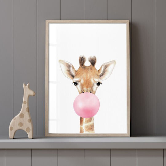 Giraffe Pink Bubble Poster Paper 15x20cm